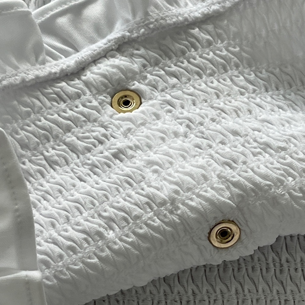 LOFT Ladies Textured White Button-Down Shirt - Picture 8 of 10